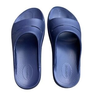 Oofos OOahh Slide Sandals Navy Blue Recovery Footwear Mens 7 Womens 9